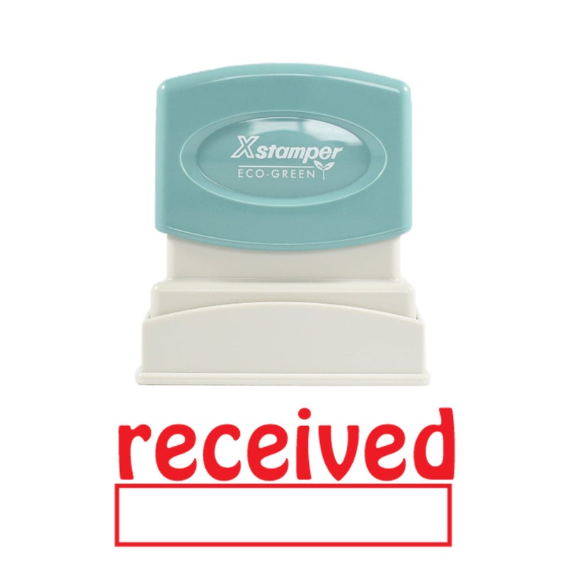 Xstamper 1223 Receved with Space for Initial or Date, Pre Inked Laser Engraved Rubber Stamp, Red Ink, Impression Size: 1/2"" x 1-5/8"" - Image 2